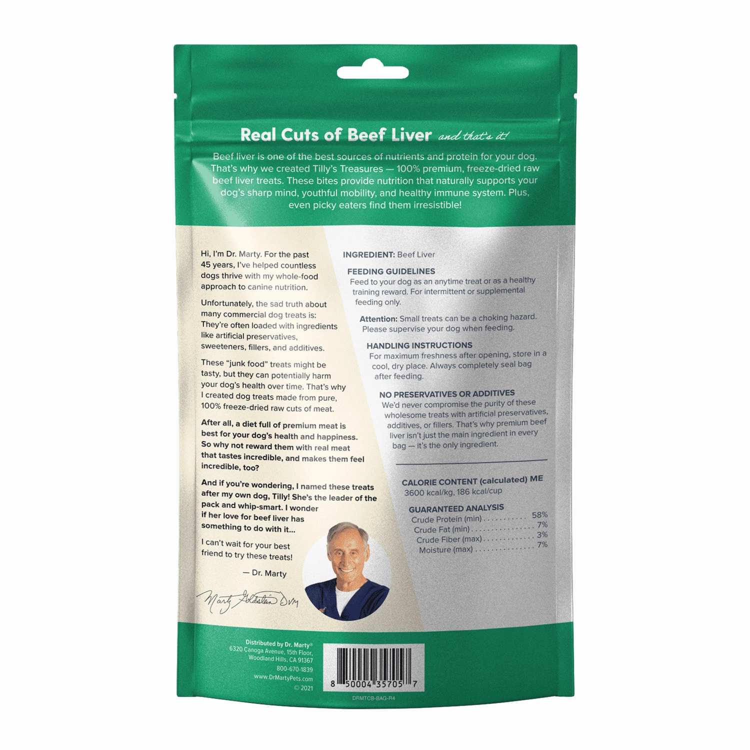 DR. MARTY Tillys Treasures Freeze Dried Raw Beef Liver Dog Treats