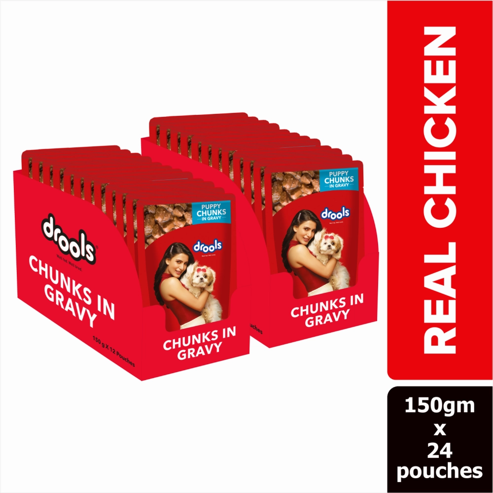 Drools Real Chicken & Chicken Liver Chunks in Gravy Puppy Dog Wet Food