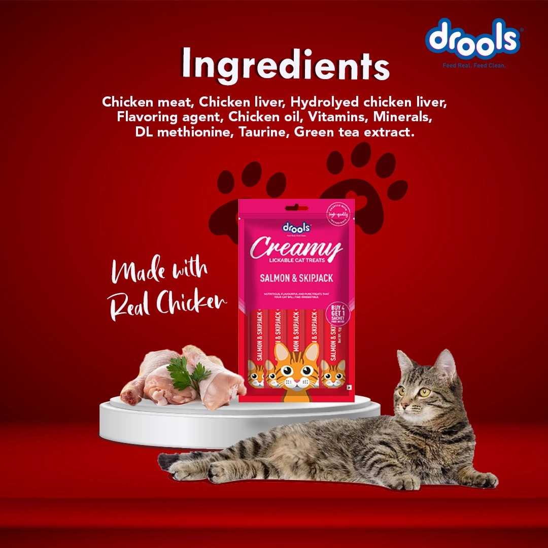 Drools Salmon & Skipjack and Crab & Chicken Creamy Cat Treats Combo
