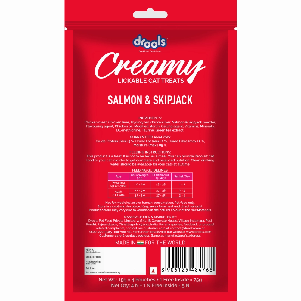 Drools Tuna & Bunito , Salmon & Skipjack and Crab & Chicken Creamy Cat Treats Combo