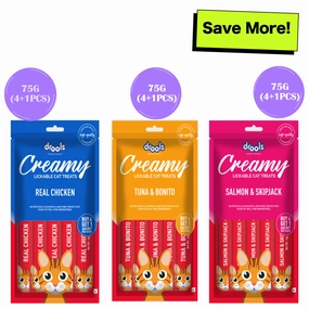 Drools Tuna & Bunito , Salmon & Skipjack and Real Chicken Creamy Cat Treats Combo