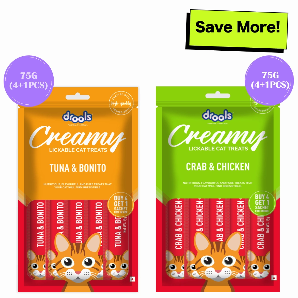 Drools Tuna & Bunito and Crab & Chicken Creamy Cat Treats Combo