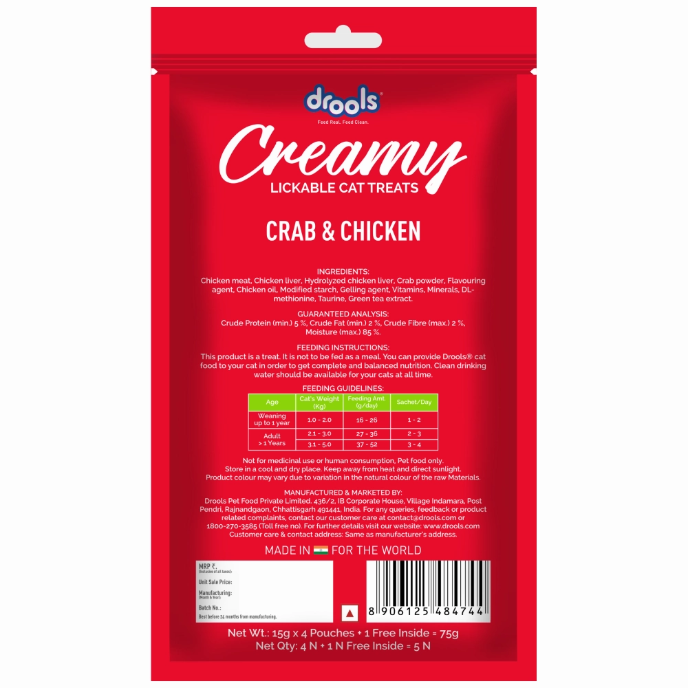 Drools Tuna & Bunito, Crab & Chicken and Real Chicken Creamy Cat Treats Combo