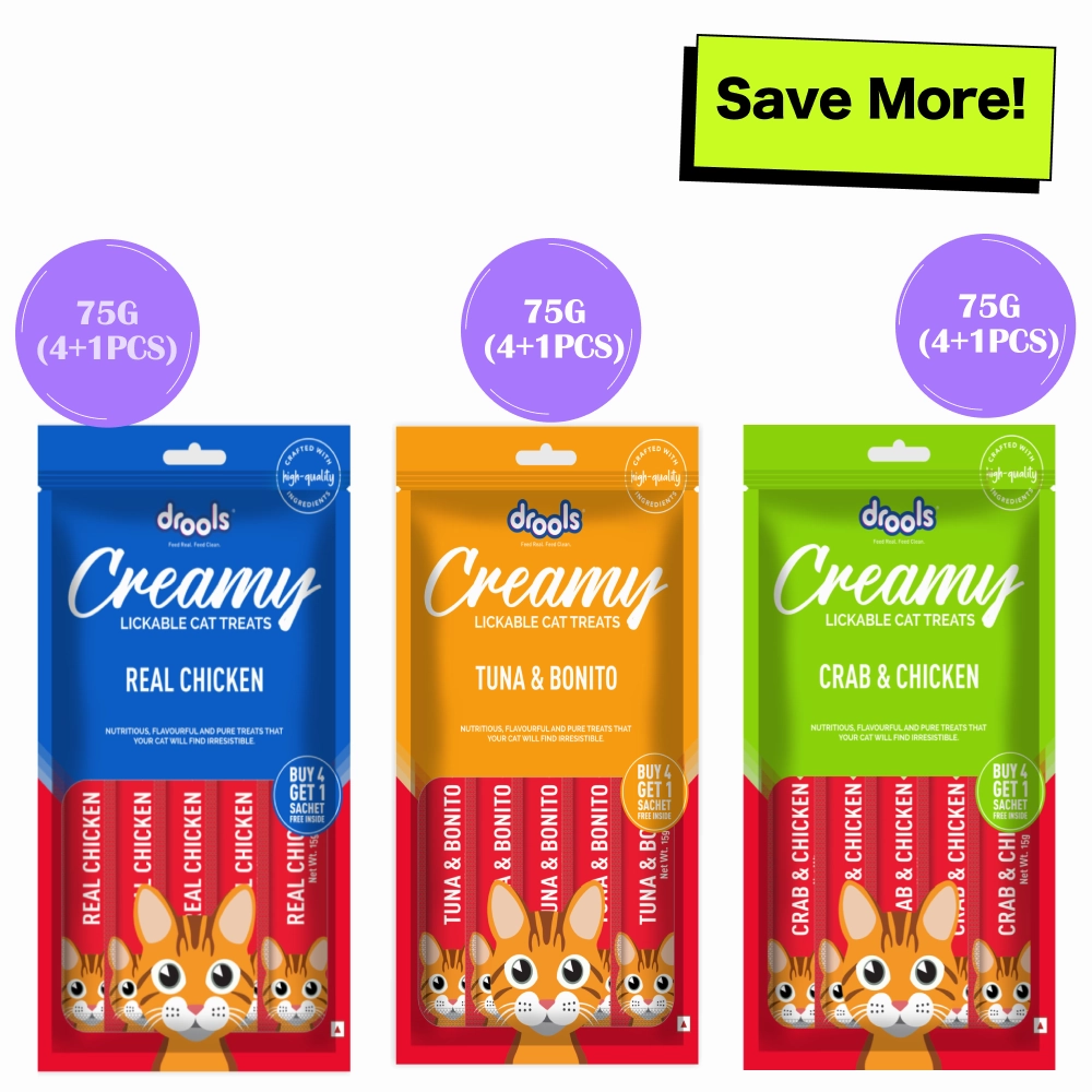 Drools Tuna & Bunito, Crab & Chicken and Real Chicken Creamy Cat Treats Combo