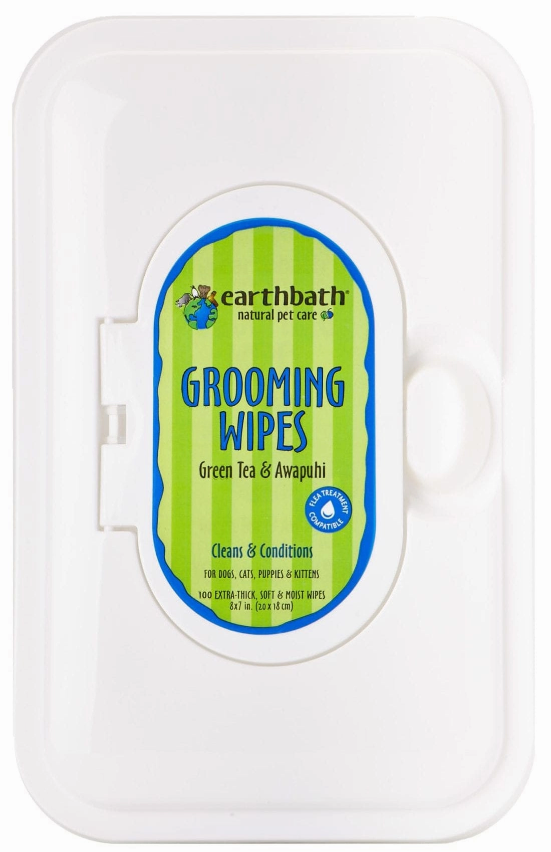 Earthbath Grooming Wipes - Green Tea With Awapuhi 100pcs