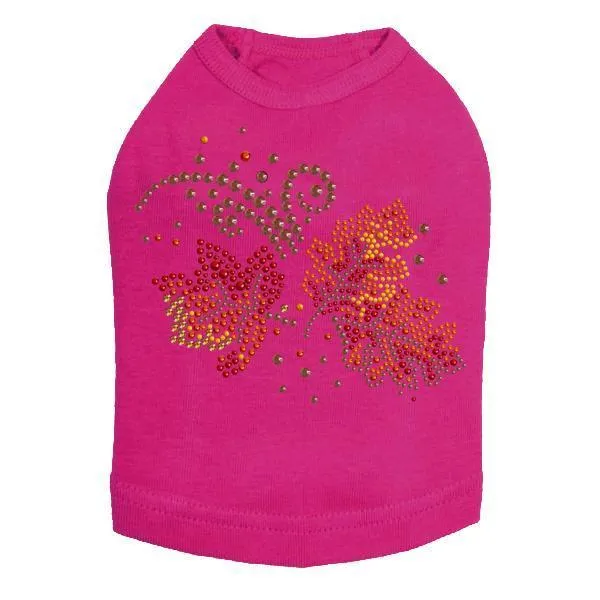 Fall Leaves Rhinestone Dog Tank