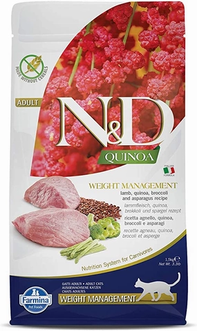Farmina - N&D Quinoa Grain Free Adult Cat Food Weight Management - Lamb