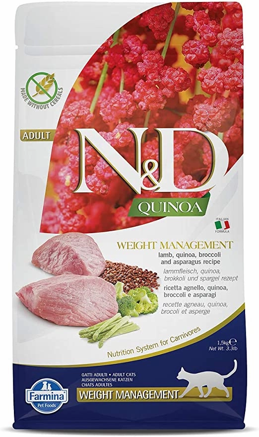 Farmina - N&D Quinoa Grain Free Adult Cat Food Weight Management - Lamb