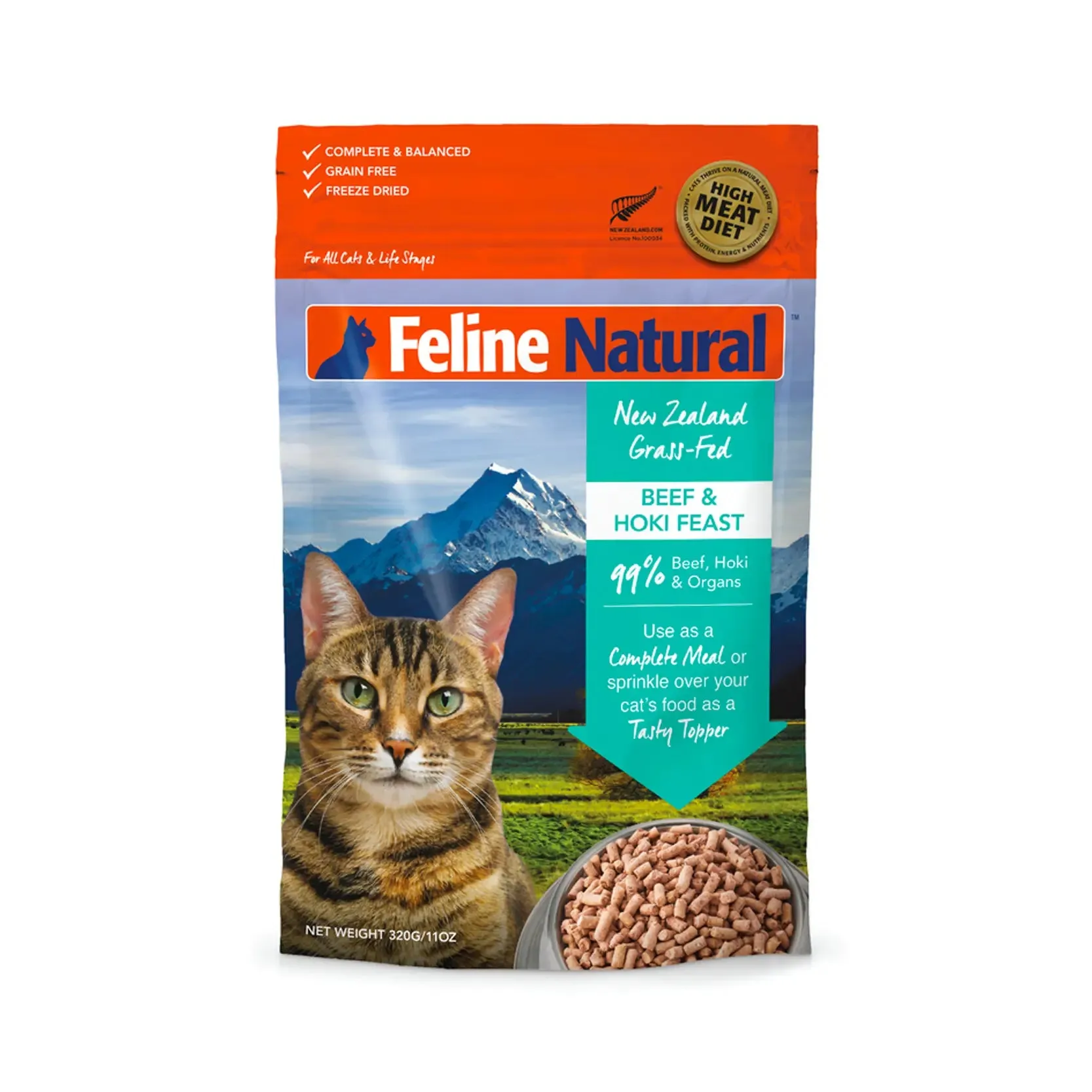 Feline Natural Freeze Dried Cat food - Beef and Hoki Feast