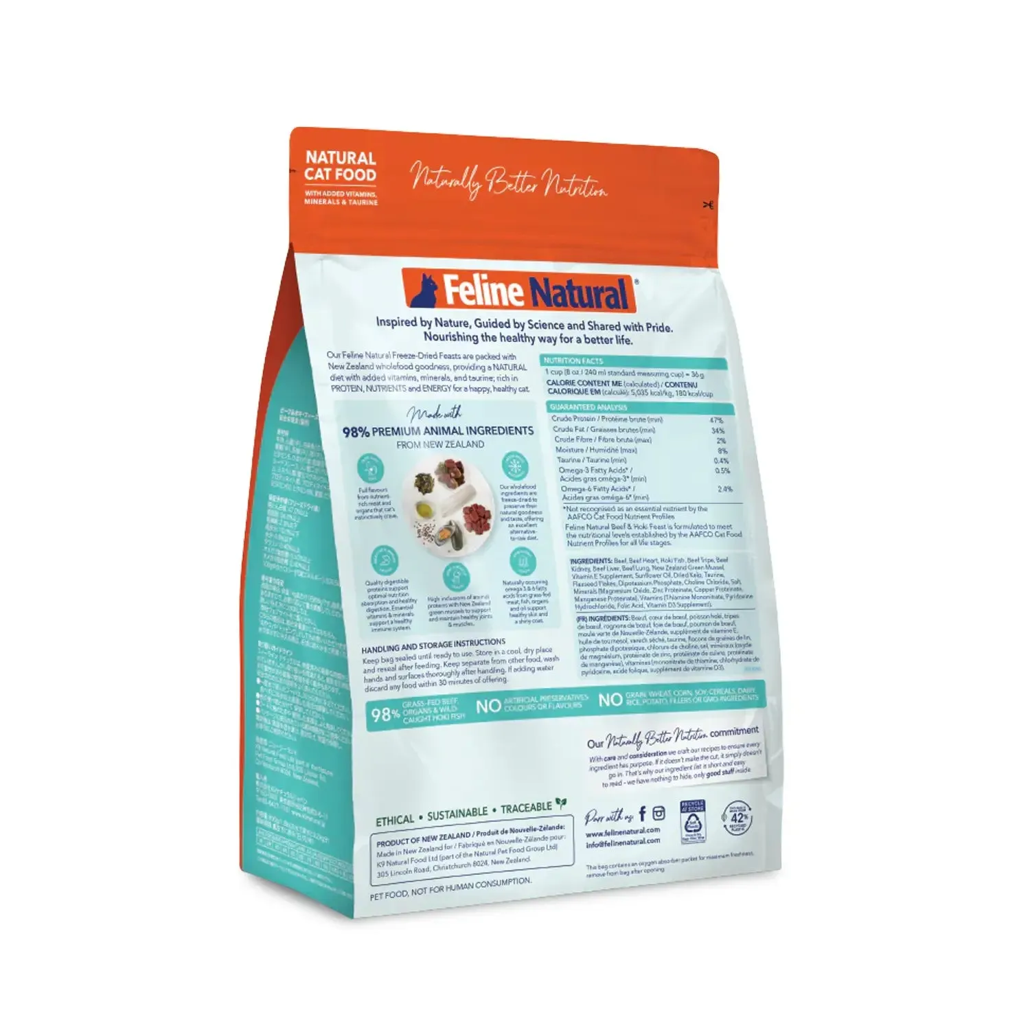 Feline Natural Freeze Dried Cat food - Beef and Hoki Feast