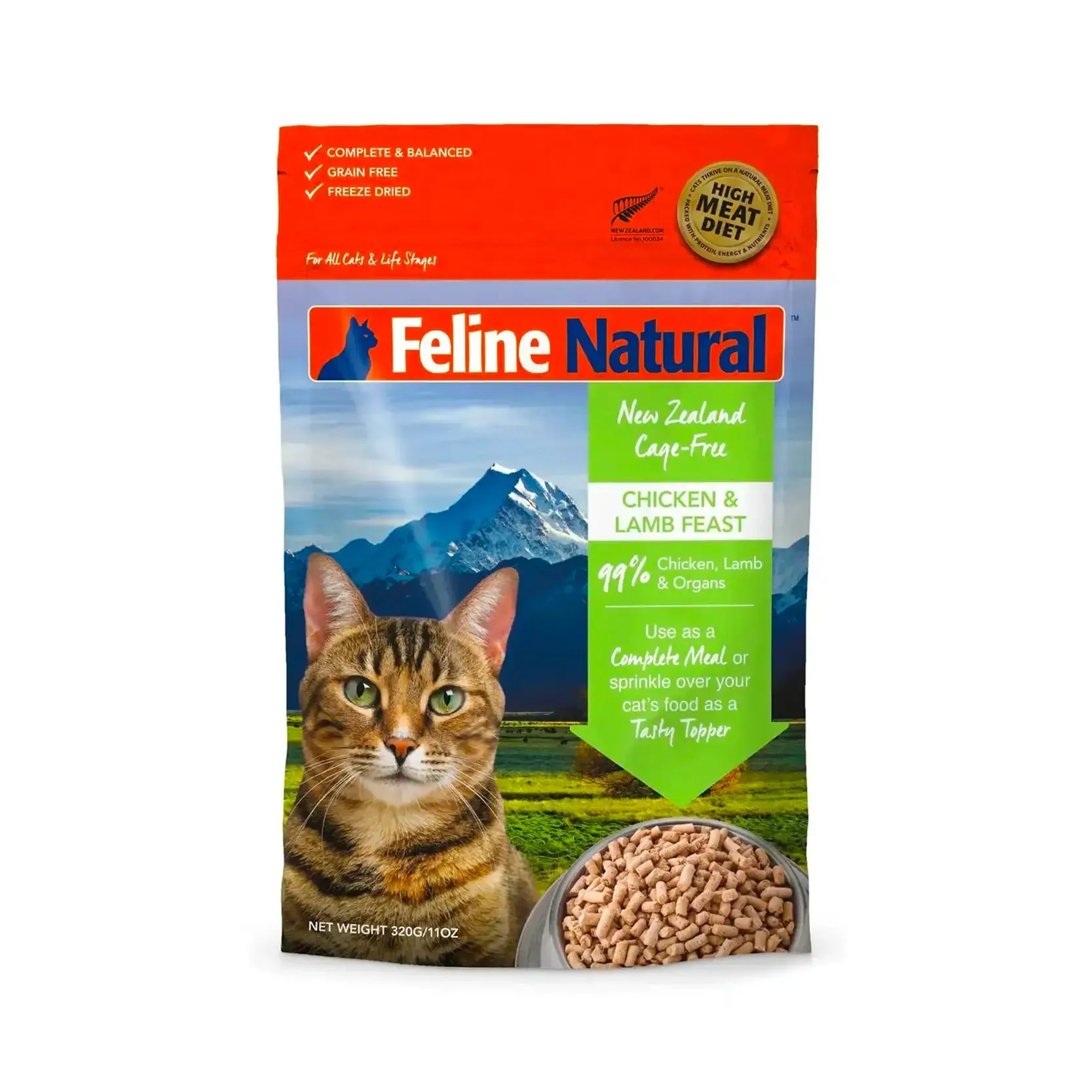 Feline Natural Freeze Dried Cat food - Chicken and Lamb Feast