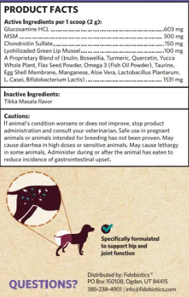 Fidobiotics Hip Hip Hooray Hip & Joint Probiotic Supplement for Dogs