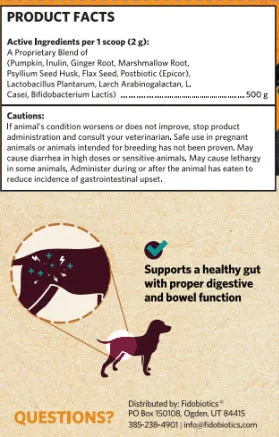 Fidobiotics Smooth Move Upset Stomach & Food Transition Probiotic Supplement for Dogs