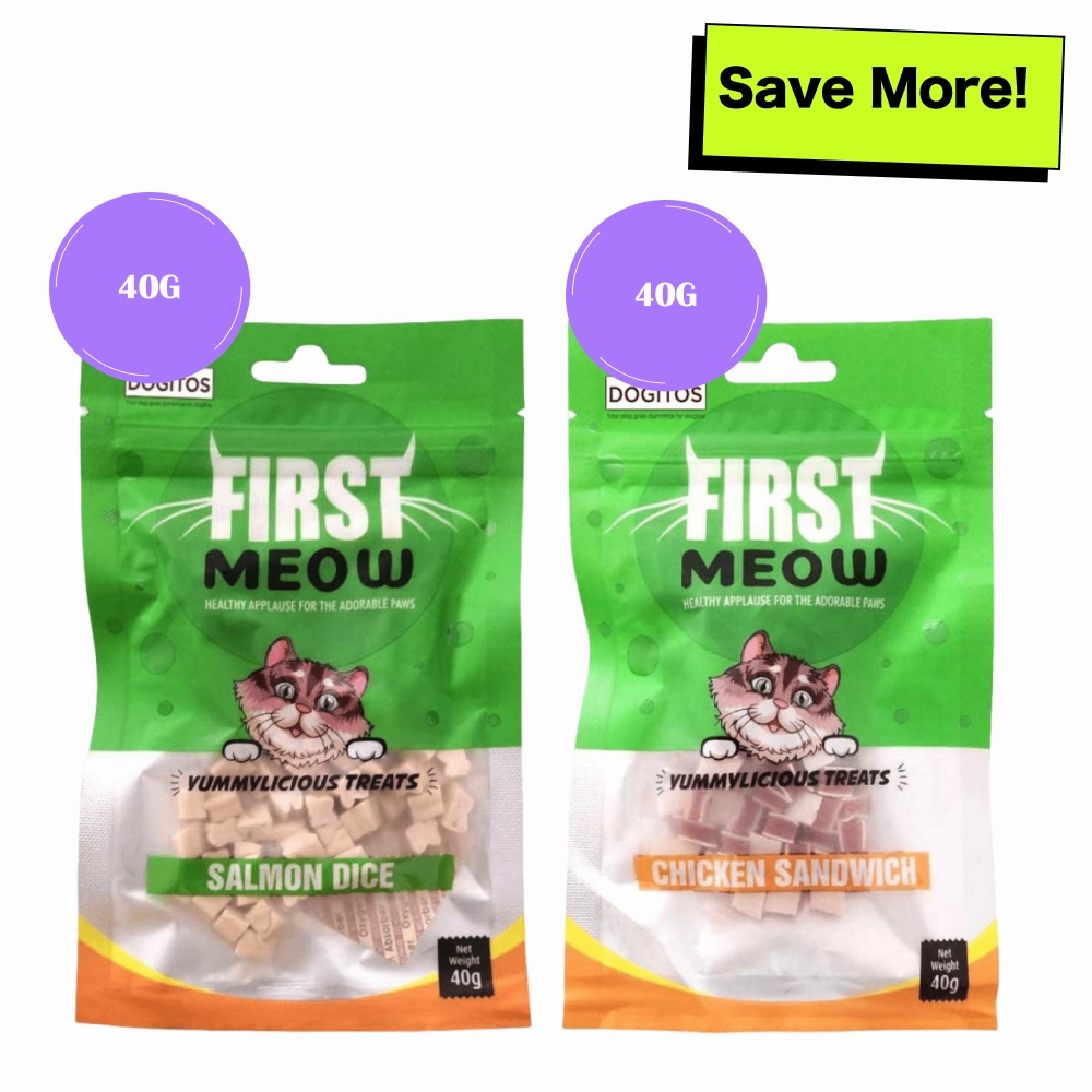 First Meow Salmon Dice and Chicken Sandwich Cat Treat Combo