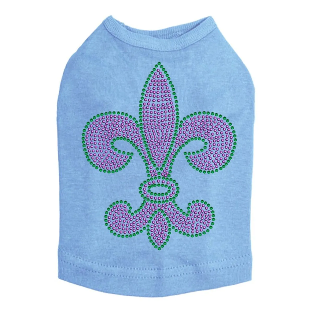 Fleur de Lis Purple/Green Rhinestone Dog Tank