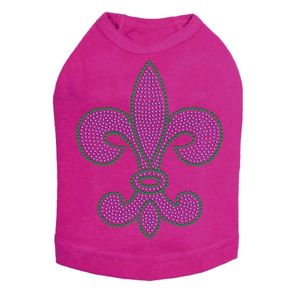 Fleur de Lis Purple/Green Rhinestone Dog Tank