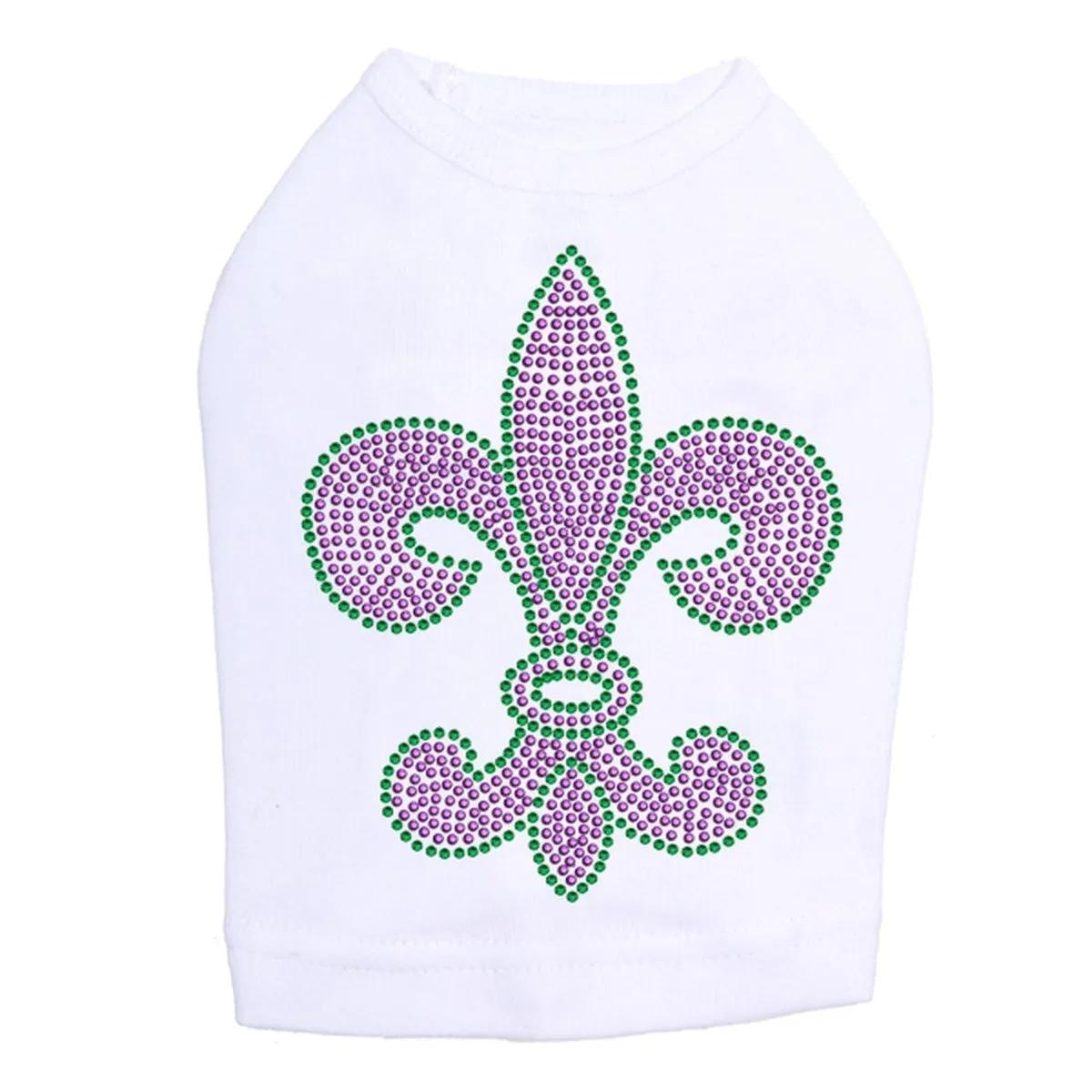 Fleur de Lis Purple/Green Rhinestone Dog Tank