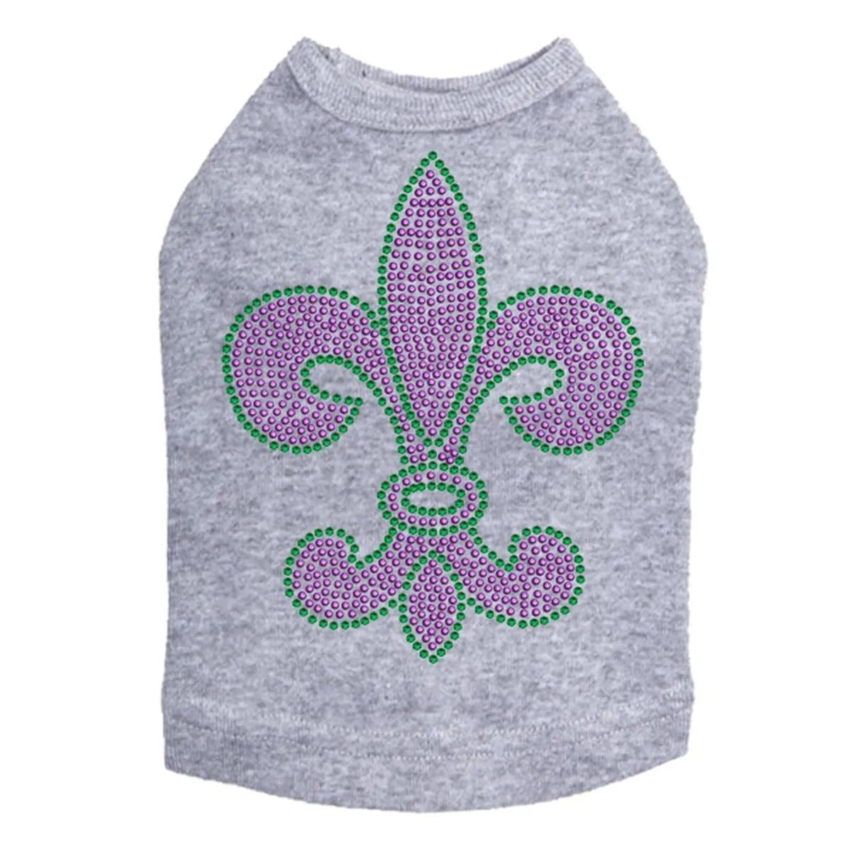Fleur de Lis Purple/Green Rhinestone Dog Tank