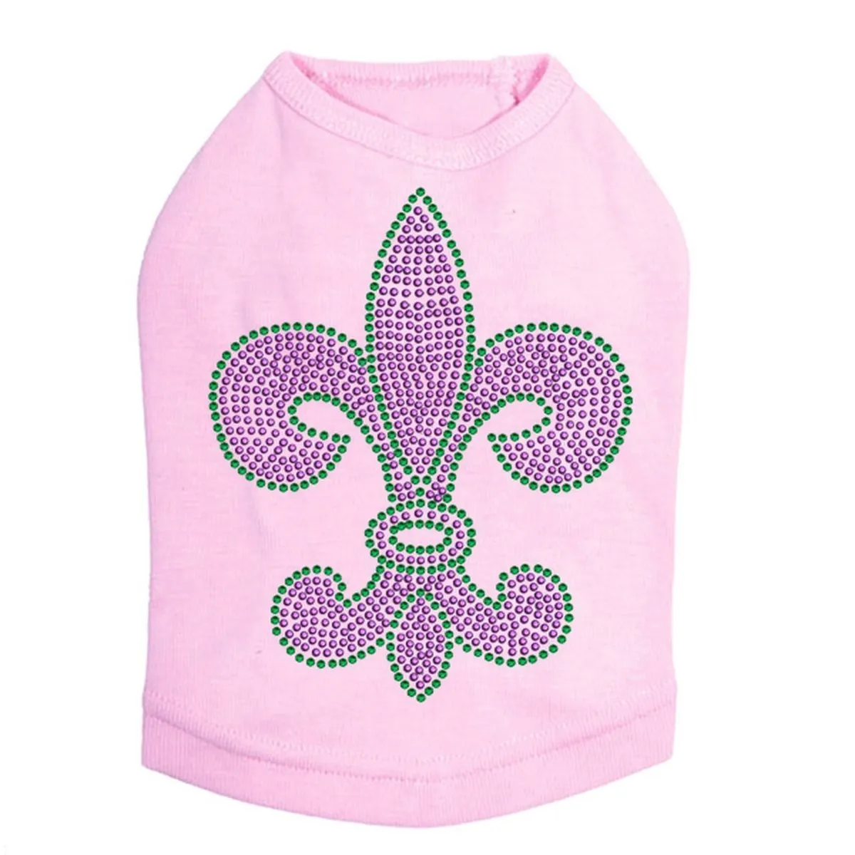 Fleur de Lis Purple/Green Rhinestone Dog Tank