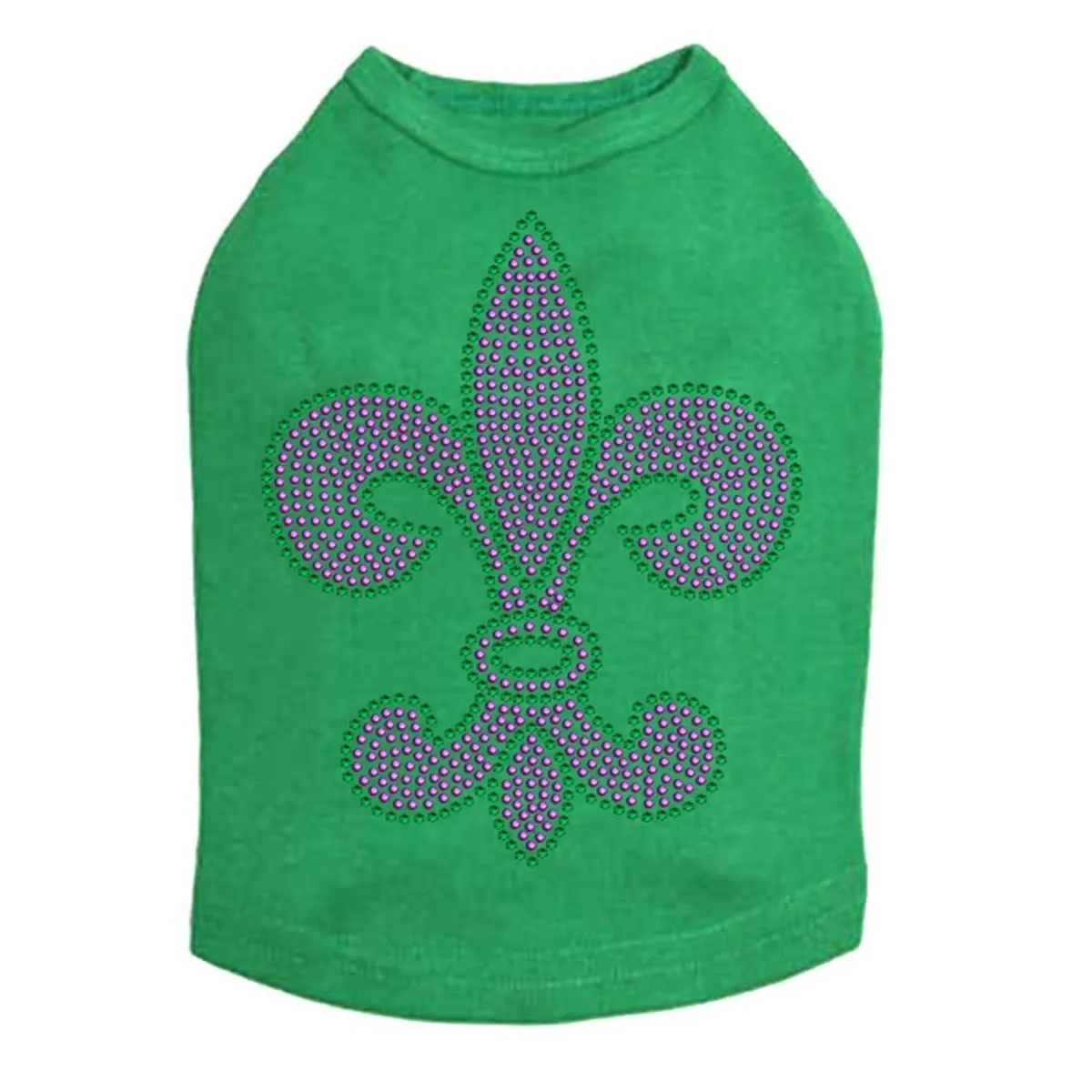 Fleur de Lis Purple/Green Rhinestone Dog Tank