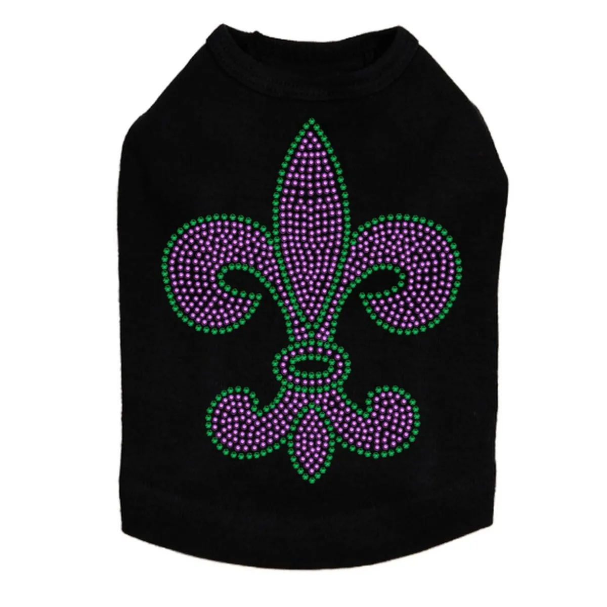 Fleur de Lis Purple/Green Rhinestone Dog Tank