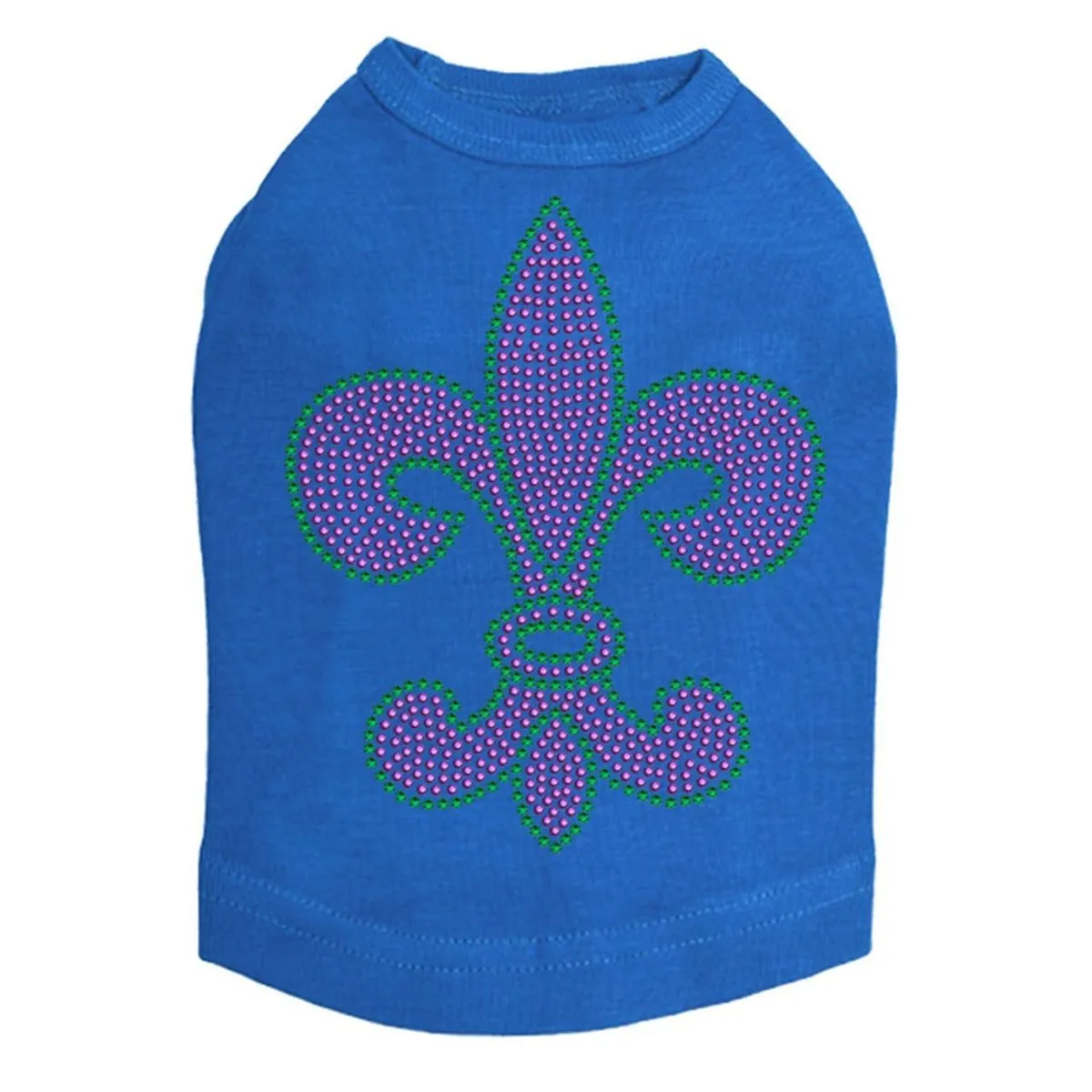 Fleur de Lis Purple/Green Rhinestone Dog Tank