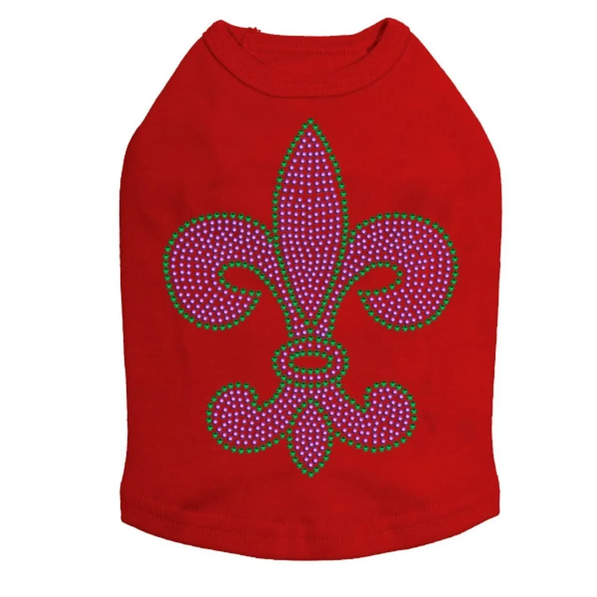 Fleur de Lis Purple/Green Rhinestone Dog Tank