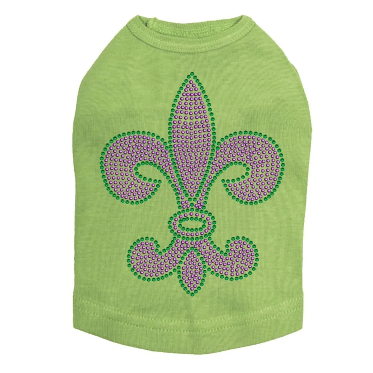 Fleur de Lis Purple/Green Rhinestone Dog Tank