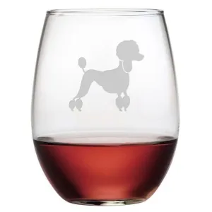 French Poodle Stemless Wine Glasses, Set Of 4