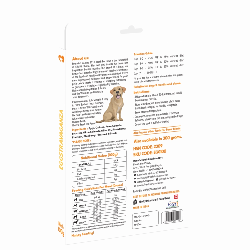 Fresh For Paws Eggstravaganza Dog Wet Food (300g)