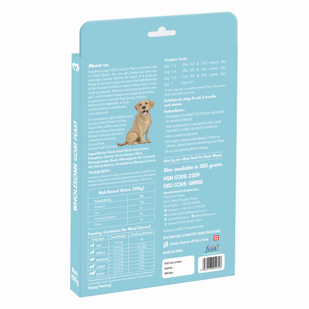 Fresh For Paws Wholesome Goat Feast Wet Food for Dogs (300g)