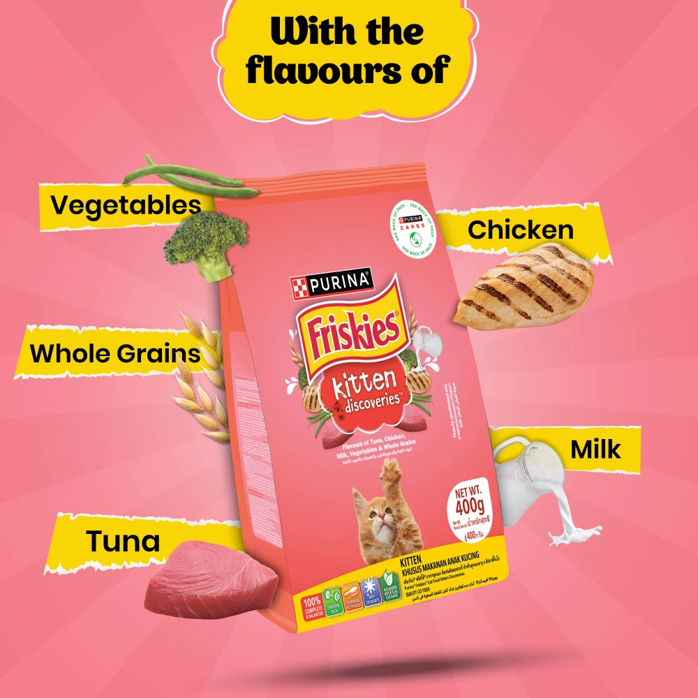 Friskies Kitten Cat Dry Food and Purina Felix Tuna with Jelly Kitten Wet Food Combo