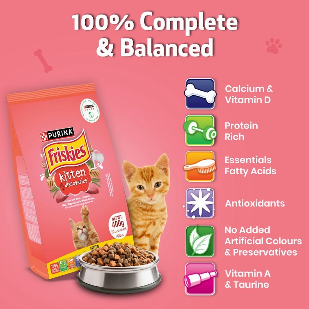 Friskies Kitten Cat Dry Food and Purina Felix Tuna with Jelly Kitten Wet Food Combo