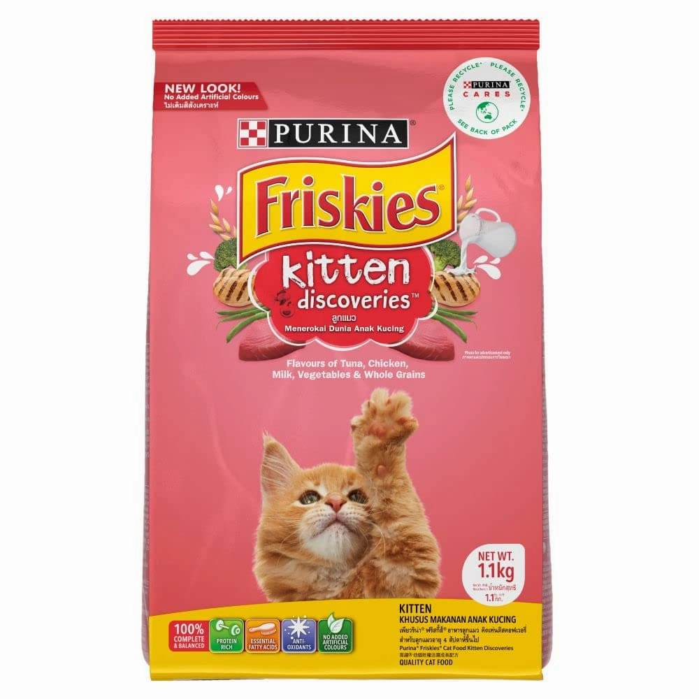 Friskies Kitten Cat Dry Food and Purina Felix Tuna with Jelly Kitten Wet Food Combo