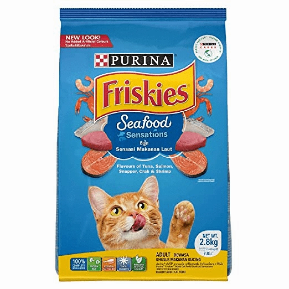 Friskies Seafood Cat Dry Food and Purina Felix Tuna with Jelly Adult Cat Wet Food Combo