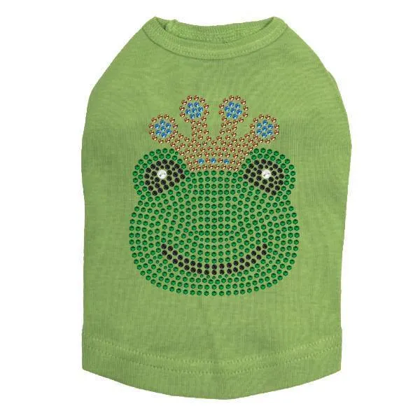 Frog With Blue Crown Rhinestone Dog Tank