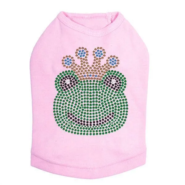 Frog With Blue Crown Rhinestone Dog Tank