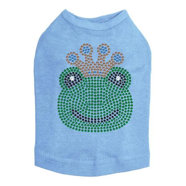 Frog With Blue Crown Rhinestone Dog Tank