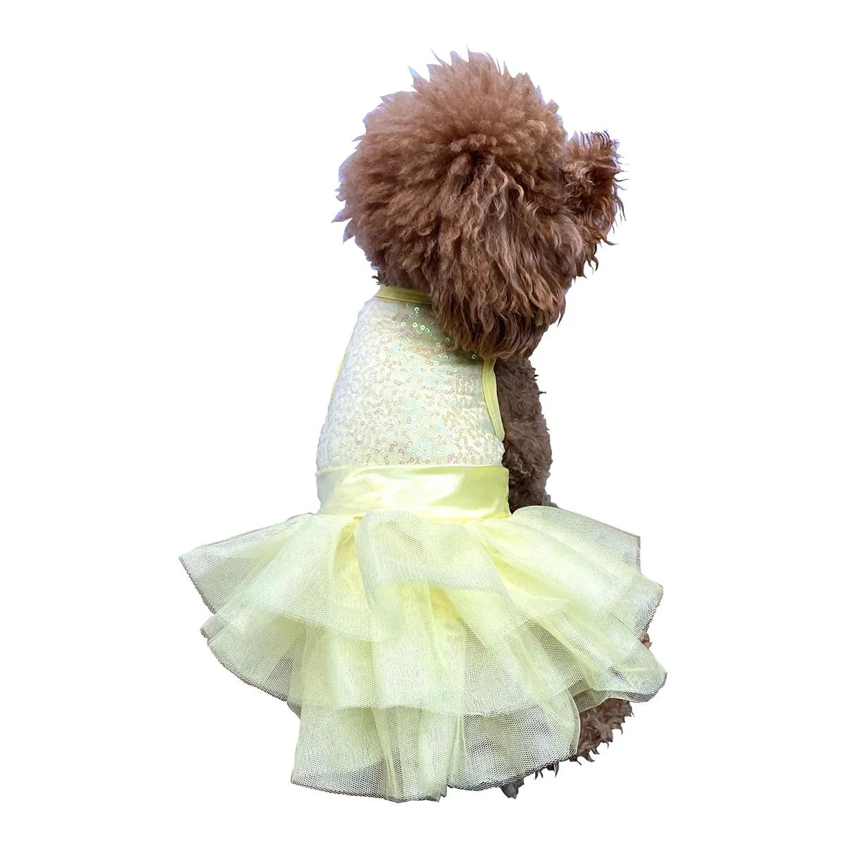 Fufu Tutu Zsa Zsa Sequin Dog Dress Yellow