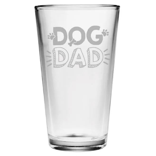 Fun Dog Dad Pint Glasses, Set Of 4