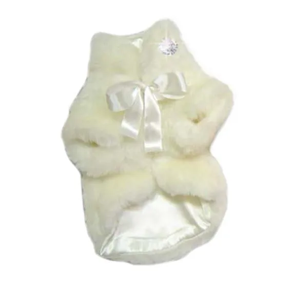 Fun Fur Glamour Dog Coat White Small