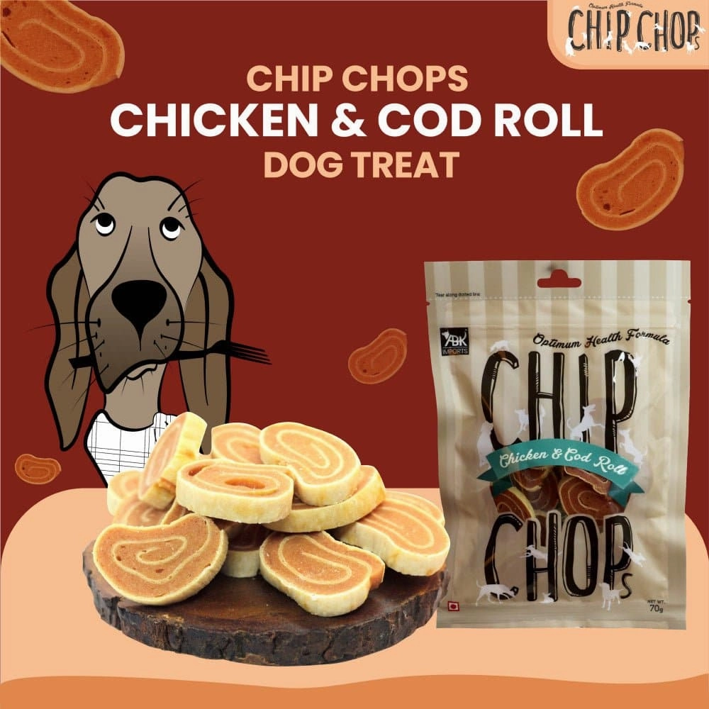Furlicks Skin & Coat Supplement and Chip Chops Chicken and Codfish Rolls Treats Combo for Dogs