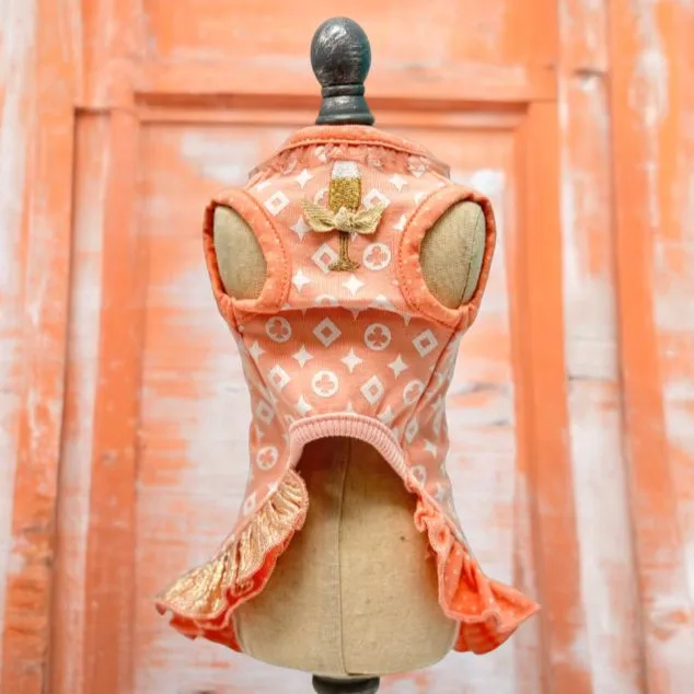 Furry Vuiton Champagne Peaches & Cream Bubbles Dog Dress