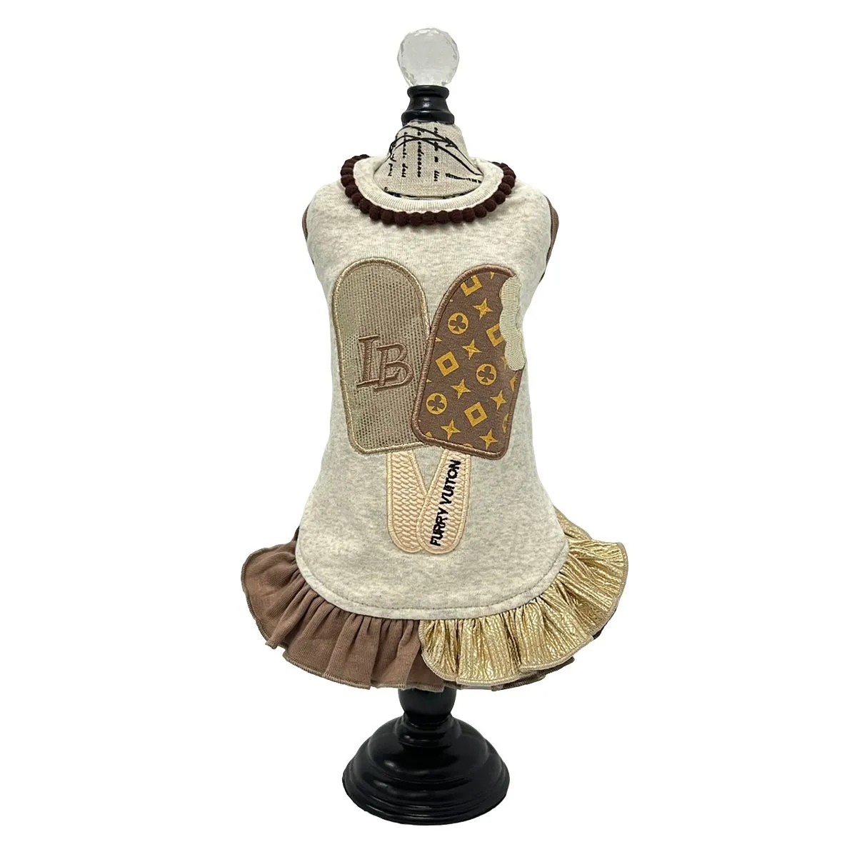 Furry Vuiton Ice Cream Dog Dress