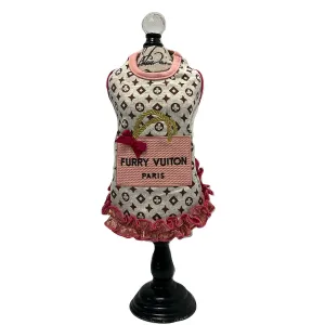 Furry Vuiton Shopping Bag Fuchsia Ruffle Dog Dress