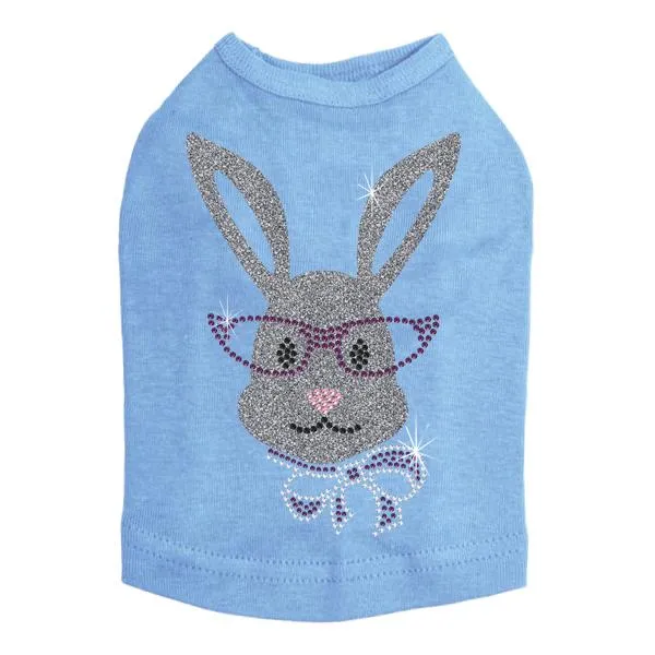 Girl Bunny With Glasses Rhinestone Dog Tank
