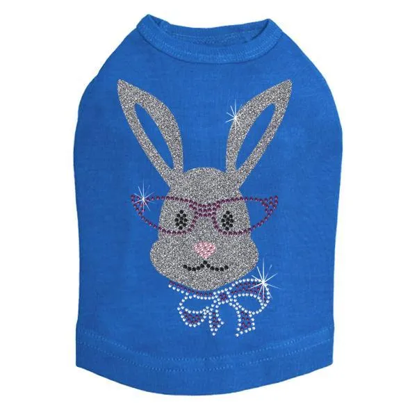 Girl Bunny With Glasses Rhinestone Dog Tank