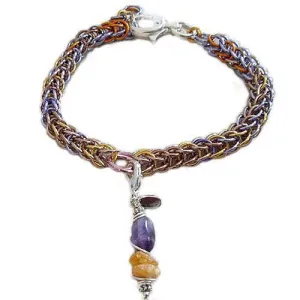 Glitzy Rainbow Hand Woven Chain Dog Collar