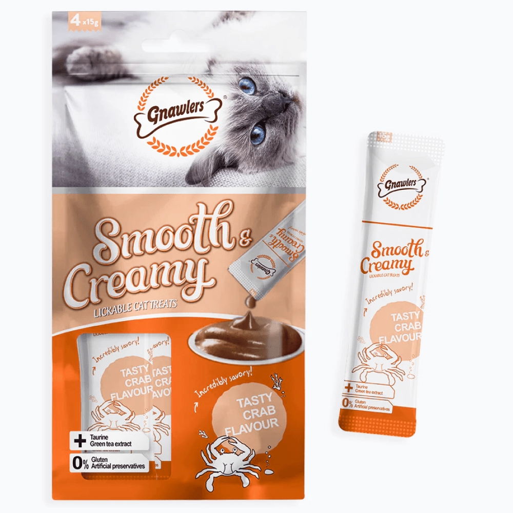 Gnawlers Chicken and Liver and Crab Flavour Creamy Cat Treats Combo
