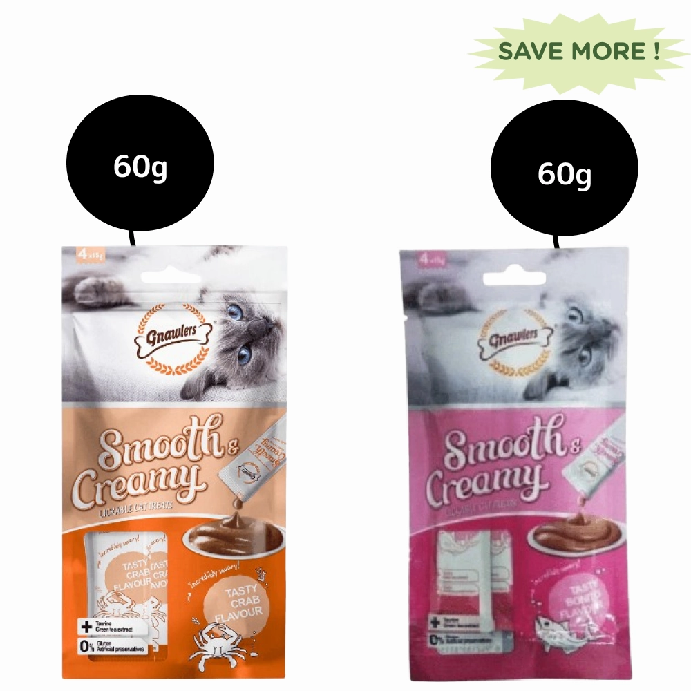 Gnawlers Crab Flavour And Bonito Flavour Creamy Cat Treats Combo